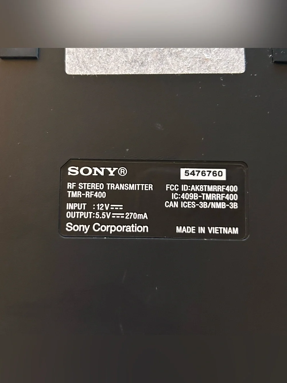 Sony WH-RF400 Black Wireless Home Theater Headphones RF Transmitter Dock (Works)